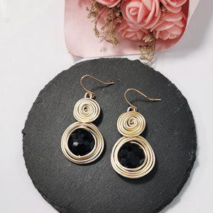 HANSIDON-pendientes de cristal Vintage helicoidales de alambre, joyería chapada en oro, con cuentas, accesorios - Product Image 6