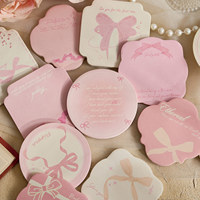 Bloc-notes adhésifs Coquette rose en forme de nœud et de boîte cadeau, avec impression de lettres d'amour romantiques, ensemble de mémos irréguliers, esthétique pastel, autocollants