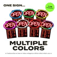 Letrero LED Profesional Abierto o Cerrado con Horario Comercial Personalizable, Letrero Programable Multicolor para Decoración de Tiendas Minoristas