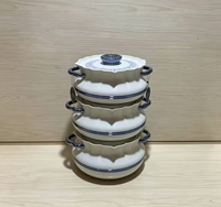Nouvel ensemble de casseroles isothermes de luxe au design pétale 2,2L 2,8L 3,5L, chauffe-plats gaufré pour la restauration aux États-Unis et au Canada