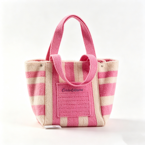 กระเป๋าโท้ทลำลองแบบสั่งทำพิเศษ, กระเป๋าสไตล์ Preppy สีพาสเทล, กระเป๋าถือผ้าขนหนูเนื้อนุ่ม, กระเป๋าใบเล็กสำหรับออกนอกบ้านในฤดูร้อน - Product Image 1