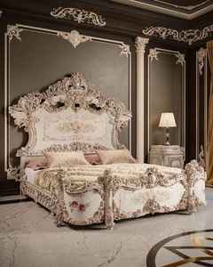 Cama de Matrimonio de Madera Maciza Tallada a Mano de Lujo Real, Muebles de Dormitorio Personalizados de Estilo Antiguo - Product Image 2