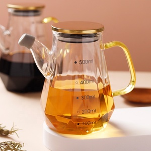 Bocal en verre borosilicaté transparent moderne de 500ml <span class=keywords><strong>Bouteille</strong></span> d'huile chauffée de 17 oz avec couvercle en métal pour emballage de cuisine - Product Image 1