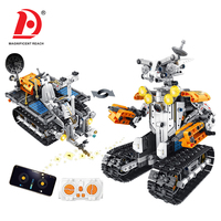 Kit de Robot de Bloques de Construcción Programables STEM con Control Remoto, 2 Formas Deformables, Coche Oruga, Juguete de Ladrillos de Ensamblaje Controlado por APP