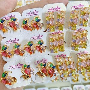Fashion Light Luxury <b>Earrings</b>, Copper Gold-plated Ear Rings with Zircon Triangular Heart-shaped Ear Buckles and <b>Stud</b> Accessories - Product Image 2