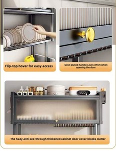 Moderno Portaoggetti da Cucina a Due Livelli in Metallo Multifunzionale con Design per Drenaggio Acqua e Ante Laccate per Stoviglie e Ciotole - Product Image 6
