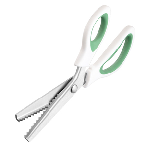 <span class=keywords><strong>Tijeras</strong></span> de Costura Profesionales de Acero Inoxidable de 9 Pulgadas con Mango Negro, <span class=keywords><strong>Tijeras</strong></span> Dentadas en Zigzag para Cortar Encaje, para Manualidades - Product Image 1