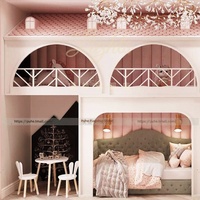 Lit de princesse créatif en bois massif, style luxe léger et minimaliste, lit superposé multifonctionnel avec base secrète, maisonnette et cabane dans les arbres