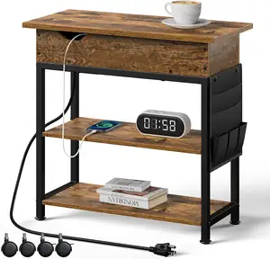 Modern Estilo Retro Industrial Cabeceira Rústico Metal Madeira 1 Gaveta Cabeceira Nightstand Mesa De Cabeceira