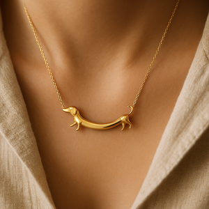 Collar de Moda Dorado de Perro Salchicha con Lindo Dije de Perro Salchicha y Cadena de Eslabones de Aleación, Joyería para Amantes de los Perros - Product Image 3