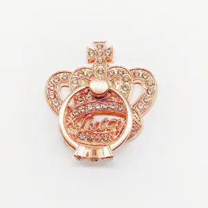 Mano de lujo diamante corona forma teléfono anillo titular dedo agarre 360 para teléfono