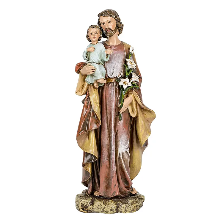 Home resin stone decorative figurines saint joseph and child religious statues
