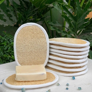 Sûr pour les peaux sensibles, éponge exfoliante KB Sun à une face, éponge de bain ovale biodégradable pour le soin de la peau et le massage du corps - Product Image 3