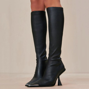 Nouvelles Arrivées : Bottes Hautes en Métal à Bout Pointu pour Femmes, Talons Hauts à Boucle, Bottes Longues Solides sur Mesure - Product Image 1
