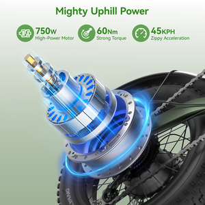 Bicicleta Eléctrica Jansno X90 48V14Ah 750 16 Pulgadas, Bicicleta Eléctrica Híbrida de Montaña con Neumáticos Gruesos, Cuadro de Acero para Nieve - Product Image 4