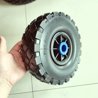 Roue pleine en polyuréthane 10 pouces 4.10/3.50-4 avec jante en plastique et roulement à rouleaux, certifiée CE, capacité de charge 100 kg pour chariot