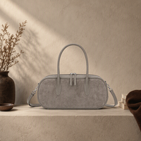 Sac fourre-tout en cuir suédé gris tourterelle avec poignée supérieure, élégant, minimaliste, tendance, chic pour le bureau et le quotidien, sac fourre-tout pour femme, OEM personnalisé