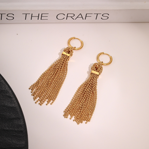 Boucles d'oreilles personnalisées en acier inoxydable avec pampille de perles rondes, style européen et américain exagéré et bicolore - Product Image 3