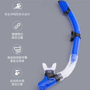 Adult Snorkeling 3-Piece Set Fins Mask Snorkel Anti-Fog Tempered Glass Diving Gear Blue Black - Product Image 3