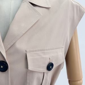 Nouvelle robe <span class=keywords><strong>trench</strong></span>-coat <span class=keywords><strong>kaki</strong></span> <span class=keywords><strong>sans</strong></span> manches, <span class=keywords><strong>trench</strong></span>-coat décontracté pour le bureau, <span class=keywords><strong>trench</strong></span>-coat multi-poches, coupe ajustée - Product Image 5