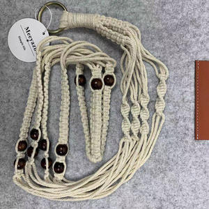 <span class=keywords><strong>Porte</strong></span>-pot de fleur en corde de coton nouée à la main avec perles en <span class=keywords><strong>bois</strong></span> pour la décoration de bureau à domicile - Product Image 1