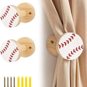 Wooden <b>Curtain</b> <b>Hook</b> Baseball Style Wall Mounted Solid Wood <b>Curtain</b> Holder For Bedroom Living Room - Product Image 3