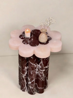 Table d'appoint moderne et minimaliste, écologique, en marbre naturel rose onyx Rosso Levanto, pour salon de luxe