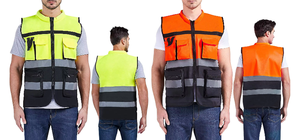 <span class=keywords><strong>Gilet</strong></span> de <span class=keywords><strong>sécurité</strong></span> brillant respirant haute visibilité avec sangles et poches réfléchissantes pour le travail dans les aéroports et la <span class=keywords><strong>sécurité</strong></span> routière - Product Image 3