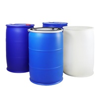 Fût en plastique bleu PP HDPE de 200 litres, durable, seau de 55 gallons pour le stockage de produits chimiques, d'huile ou d'eau