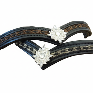 Bandas de caballo trenzadas con incrustaciones de pelo de caballo, bandanas de caballo en forma de V con emblema personalizado - Product Image 1