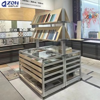 Présentoir multi-niveaux haute capacité pour échantillons de carreaux, organisateur en bois de bouleau pour mosaïque et pierre de quartz