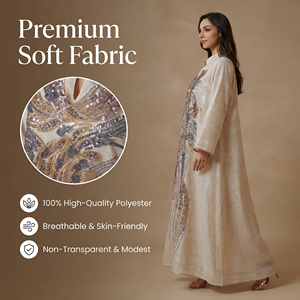 Vestido de Noche con Bordado de Cuentas Color Champán para Compradores de Eventos Nocturnos - Product Image 5