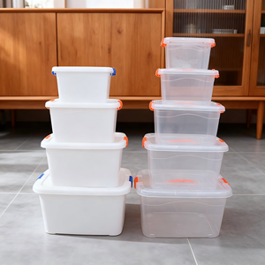 Boîte de rangement transparente en plastique <span class=keywords><strong>pour</strong></span> vêtements, organisateur empilable clair, conteneur de protection saisonnière <span class=keywords><strong>pour</strong></span> armoire et placard - Product Image 2