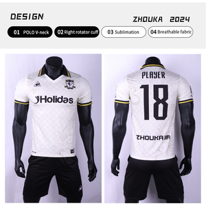 Soccer Jersey - V-neck Polo <strong>Shirt</strong> Quick-drying Breathable Mesh Fabric <strong>White</strong> Soccer Jersey for Adult Matches and Training - Product Image 4