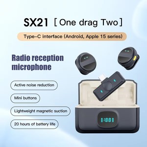 SX21 button magnetic <b>wireless</b> lavalier <b>microphone</b> with noise reduction and monitoring functions, compact and long-lasting - Product Image 2