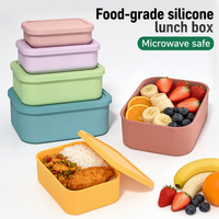 Boîte à bento japonaise en silicone de qualité alimentaire haute capacité avec compartiments et couvercle, écologique, pour la conservation de la fraîcheur des aliments