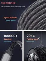 Câble de charge rapide USB-C vers USB-C 60W direct, 1m, coudé, avec gaine en PVC et blindage tressé pour téléphone portable