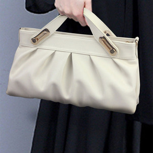 Elegante Bolso de Mano de Microfibra Crema con Asa Superior y Cierre Abierto, Bolso de Mujer para Uso Diario en Todas las Temporadas - Product Image 1