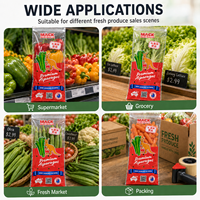 Sacs autocollants transparents en BOPP avec logo personnalisé et trous de ventilation pour l'emballage de légumes frais