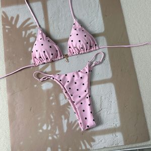 Ensemble <span class=keywords><strong>de</strong></span> bikini à pois triangulaire, <span class=keywords><strong>maillot</strong></span> <span class=keywords><strong>de</strong></span> <span class=keywords><strong>bain</strong></span> rétro à bretelles, <span class=keywords><strong>maillot</strong></span> <span class=keywords><strong>de</strong></span> <span class=keywords><strong>bain</strong></span> deux pièces à coupe haute pour femmes - Product Image 6