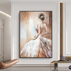 Décor de salon de luxe peint à la main à l'huile fille dos Figure Texture tenture murale pour entrées et chambres - Product Image 4