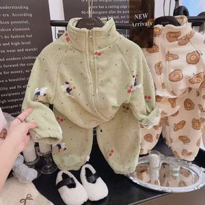 New Casual Cartoon Children's Fleece-Lined Stand Collar <strong>Jacket</strong> Boys Girls Baby Autumn Winter Double-Sided Fleece Thickened Warm - Product Image 5