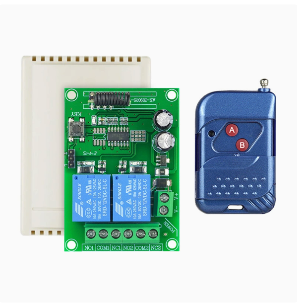 12V Dual-channel Wireless Remote Control Switch, Access Control Gate Remote Control Motor Telescopic Push Rod Remote Controller