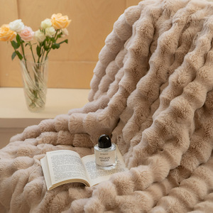 Bulle Lapin Fausse Fourrure Jeter Couverture Doux En Peluche Canapé <span class=keywords><strong>Lit</strong></span> Couverture Épais Lourd Chaud Moelleux Hiver Jeter Mignon Bulle Fourrure Couverture - Product Image 5