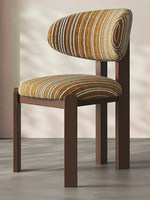 Chaise de salle à manger en bois massif, style moderne du milieu du siècle, minimaliste, rétro français, luxe, dossier rembourré en tissu