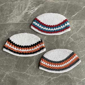 Prix d'usine Ramadan Kippa juive pour <span class=keywords><strong>homme</strong></span>, <span class=keywords><strong>style</strong></span> <span class=keywords><strong>bohème</strong></span>, chapeau en crochet fait main, 100% coton, multicolore, Yarmulka ethnique pour <span class=keywords><strong>homme</strong></span> - Product Image 1