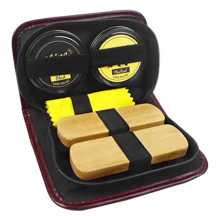 5pcs Accessories shoe care kit with brown case in best quality