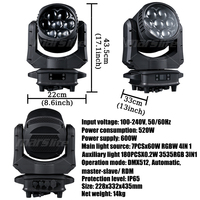 Projecteur Wash à Tête Mobile IP65 7x60W Bee Eye pour Extérieur, Lumière LED Aura 7x60W Bee Eye, Éclairage Disco DJ, Projecteur Wash à Tête Mobile Zoom pour DJ