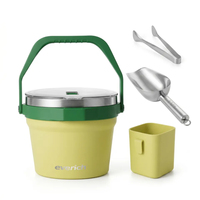 Seau à glace pour barbecue extérieur avec pelle et pinces, petit récipient pour garnitures, refroidisseur de boissons portable élégant pour camping et fêtes à la plage