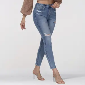 C Quần Áo Bán Buôn Phụ Nữ Quần Jean 2023 Cao Eo Quần Calca Jeans Feminina Với Lỗ